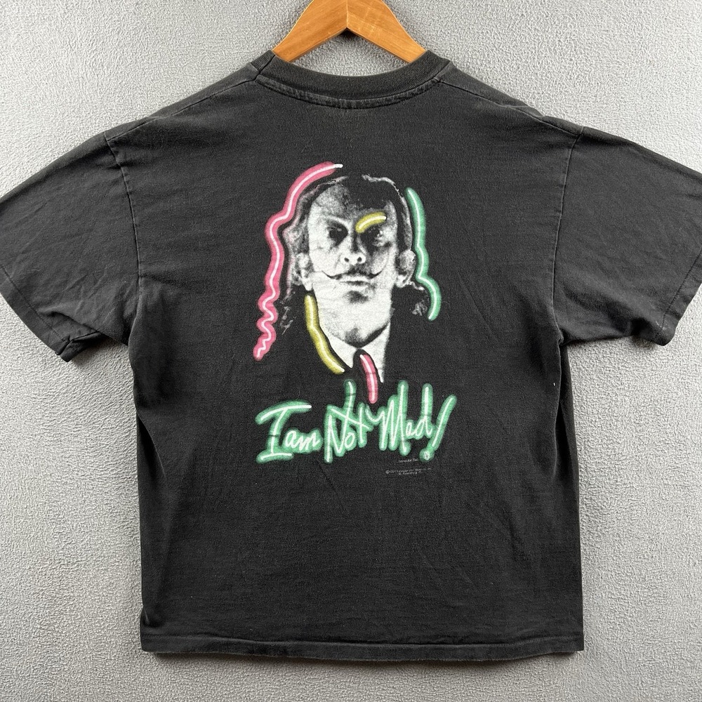 Vintage Salvador Dali Shirt Mens Large I Am Not Mad Single Stitch Distressed 90s
